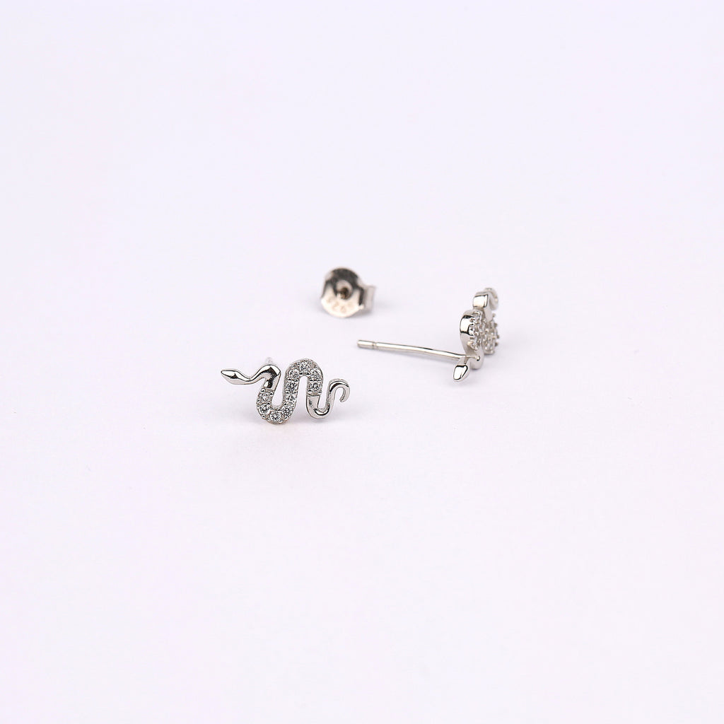 Sterling Silver Snake Stud Earrings