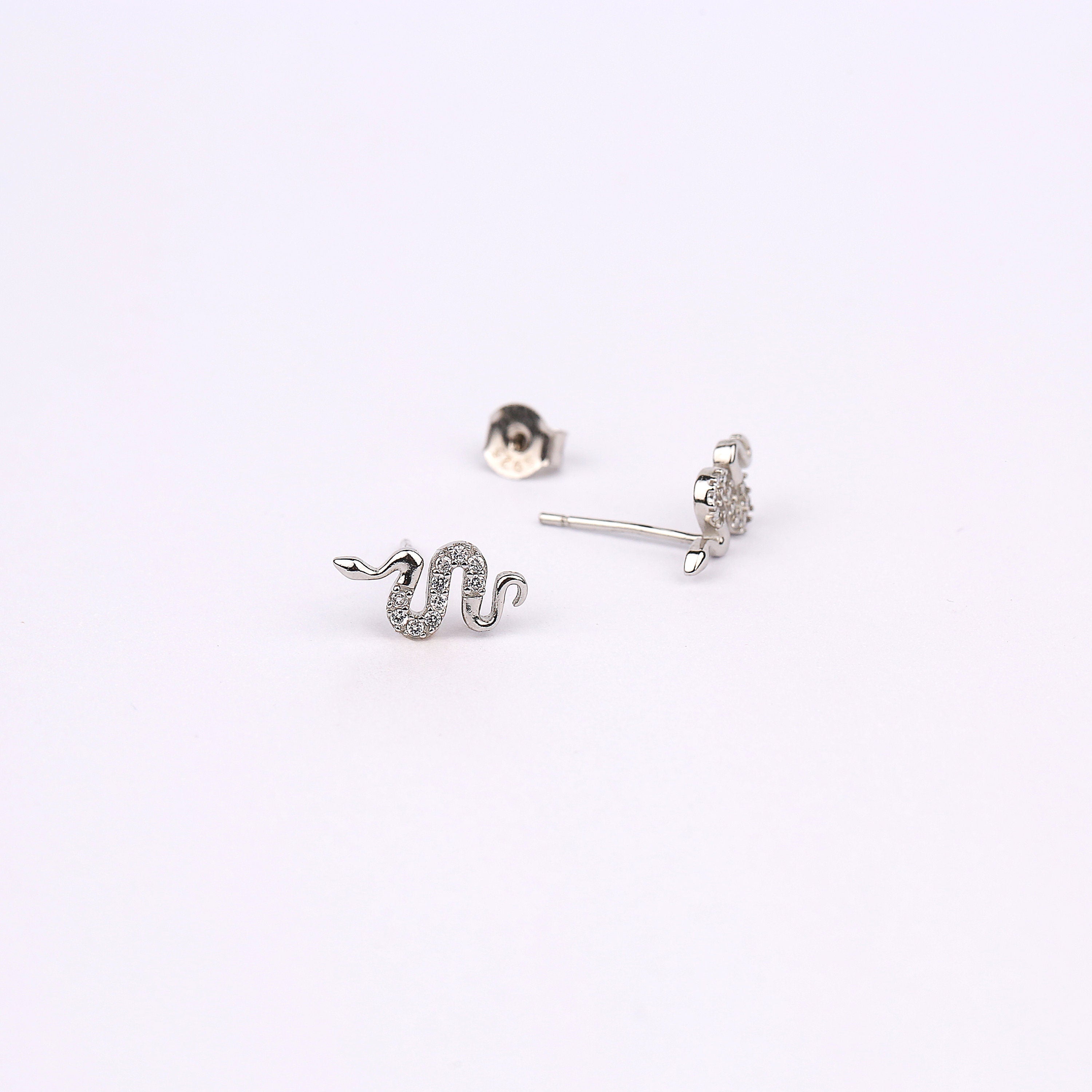 Sterling Silver Snake Stud Earrings