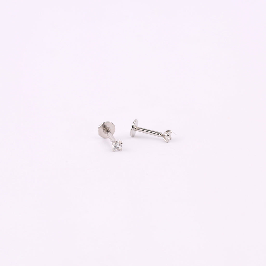 18G Small Diamond Threadless Push Pin Labret Stud
