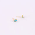 Tiny Turquoise Marquise Fan Stud Earrings