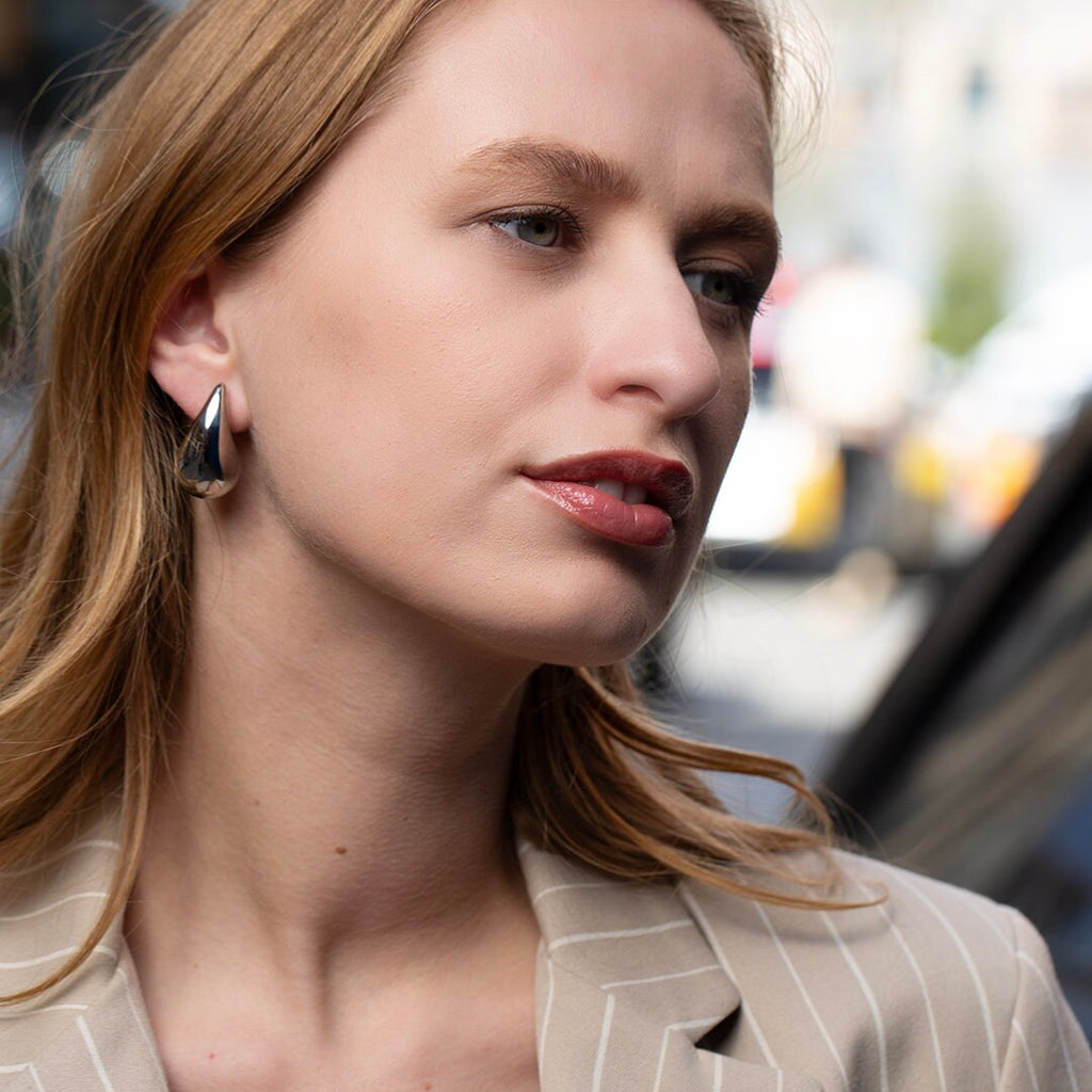 Gold Chunky Teardrop Stud Earrings