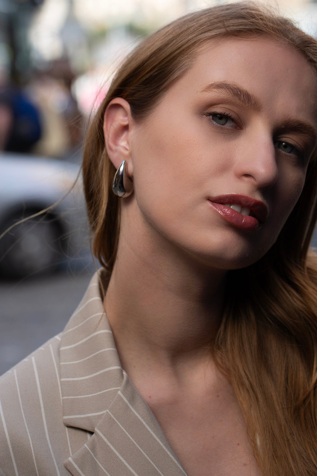 Gold Chunky Teardrop Stud Earrings