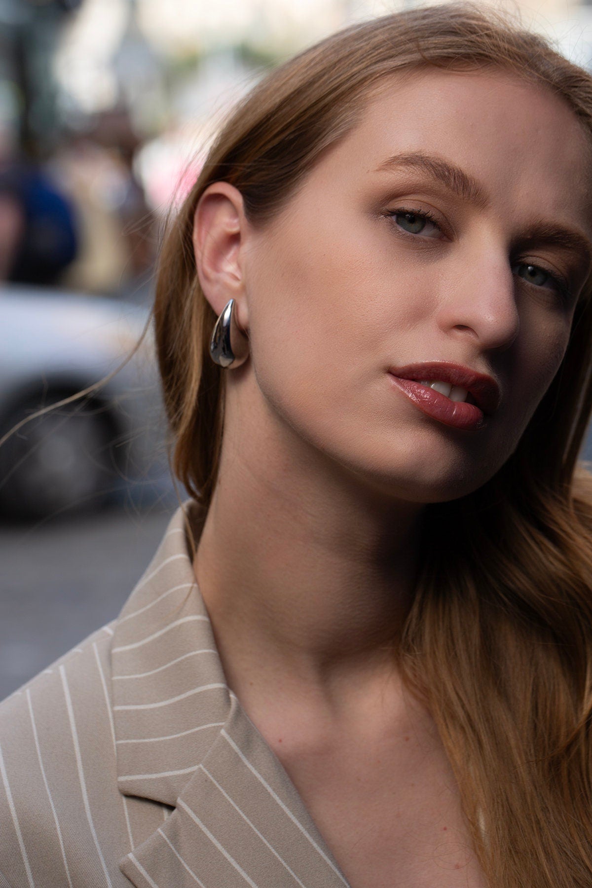 Gold Chunky Teardrop Stud Earrings