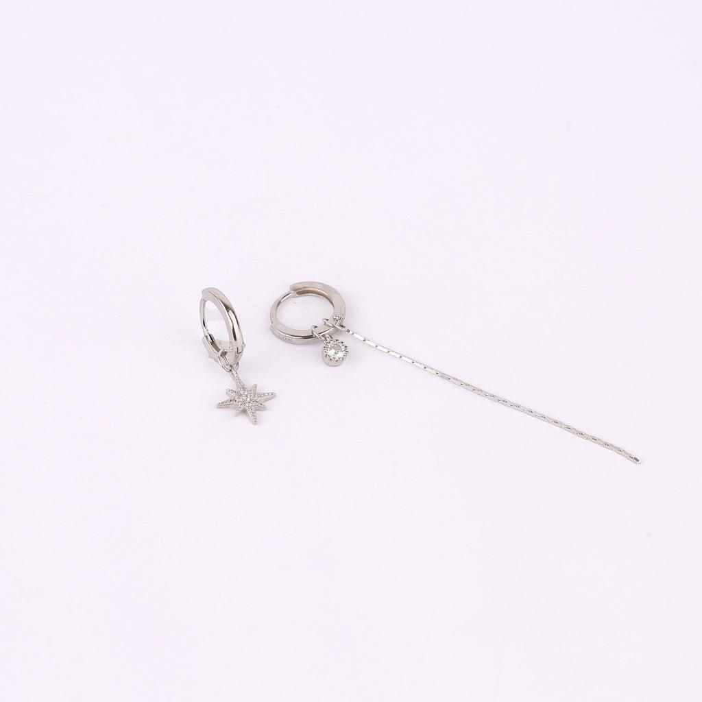 Asymmetric Star Tassel Hoop Earrings