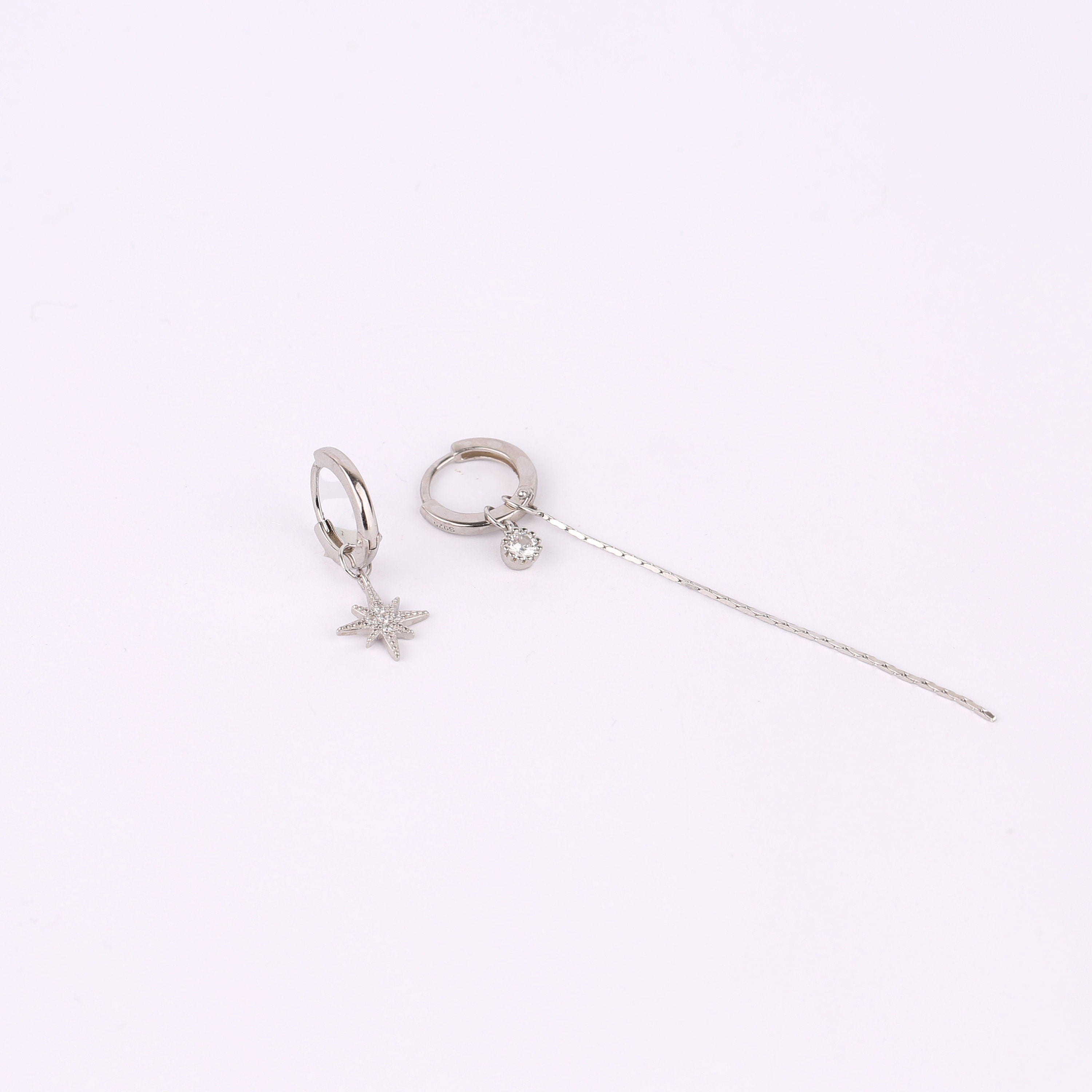 Asymmetric Star Tassel Hoop Earrings