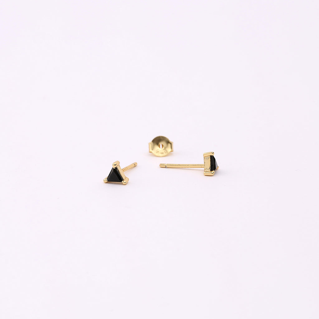 Dainty Emerald Triangle Gold Small Stud Earrings