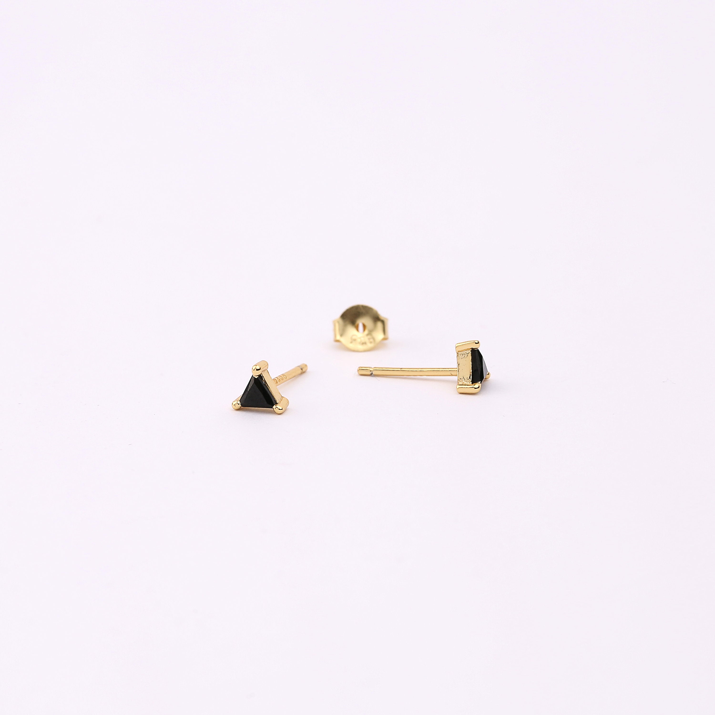 Dainty Emerald Triangle Gold Small Stud Earrings