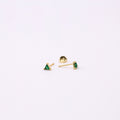 Dainty Emerald Triangle Gold Small Stud Earrings