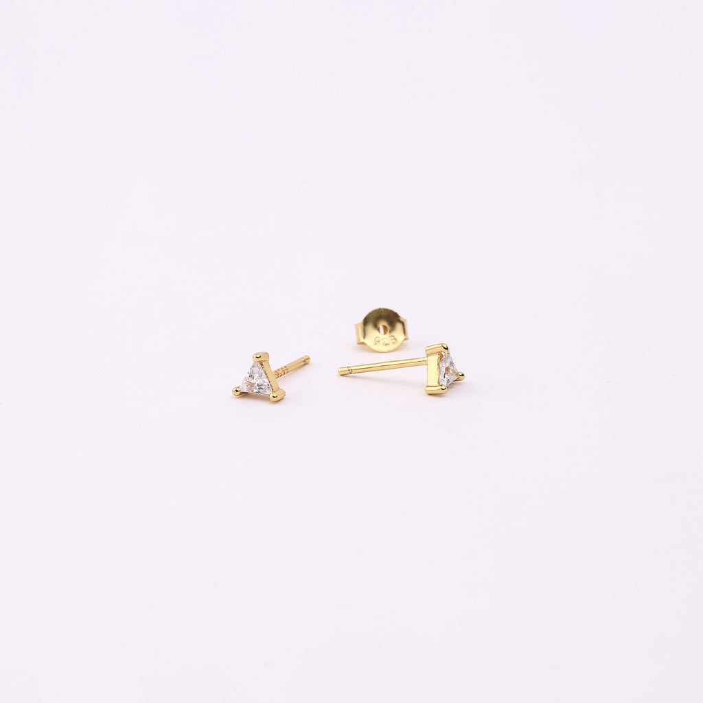 Triangle Tiny Garnet Stud Earrings