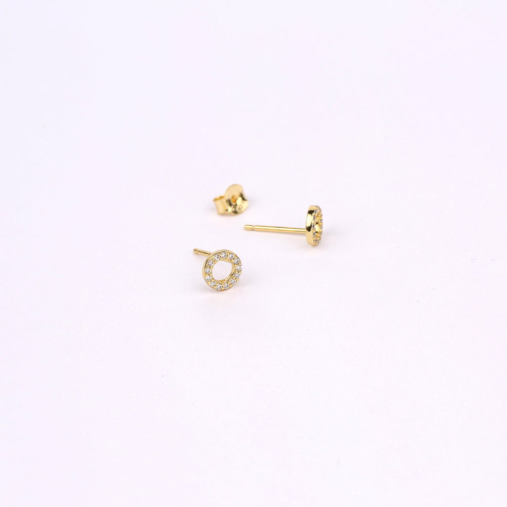 Dainty Open Circle CZ Stud Earrings