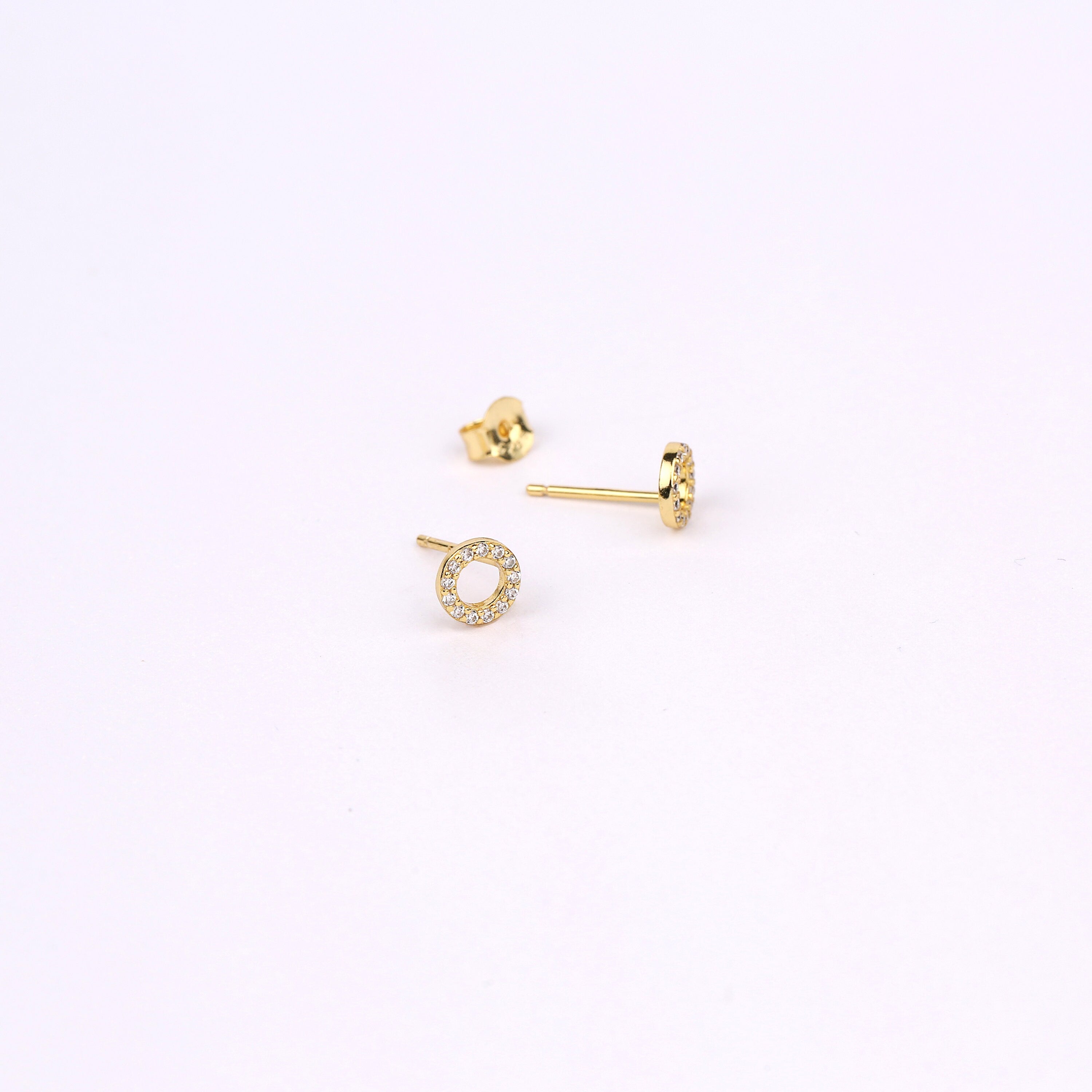 Dainty Open Circle CZ Stud Earrings