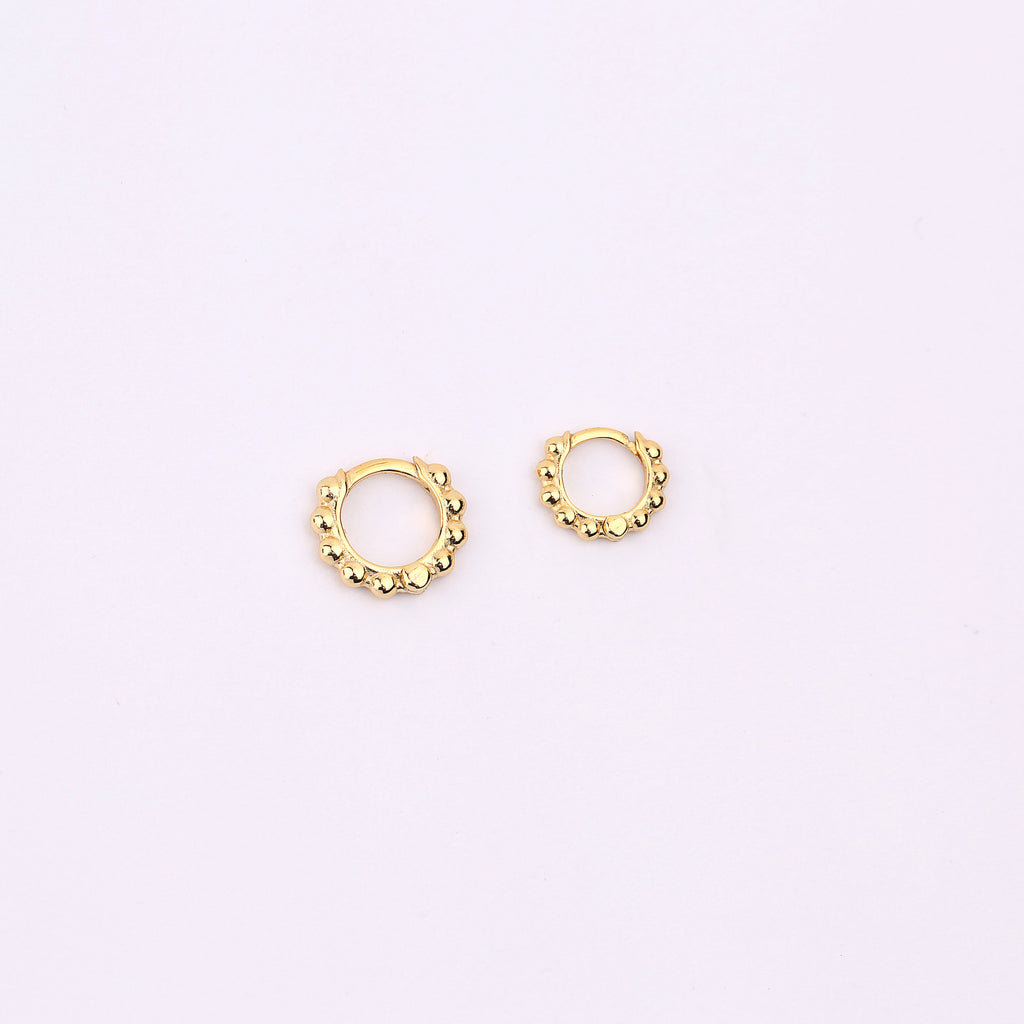 Dainty Gold Beaded Huggie Hoop Earrings
