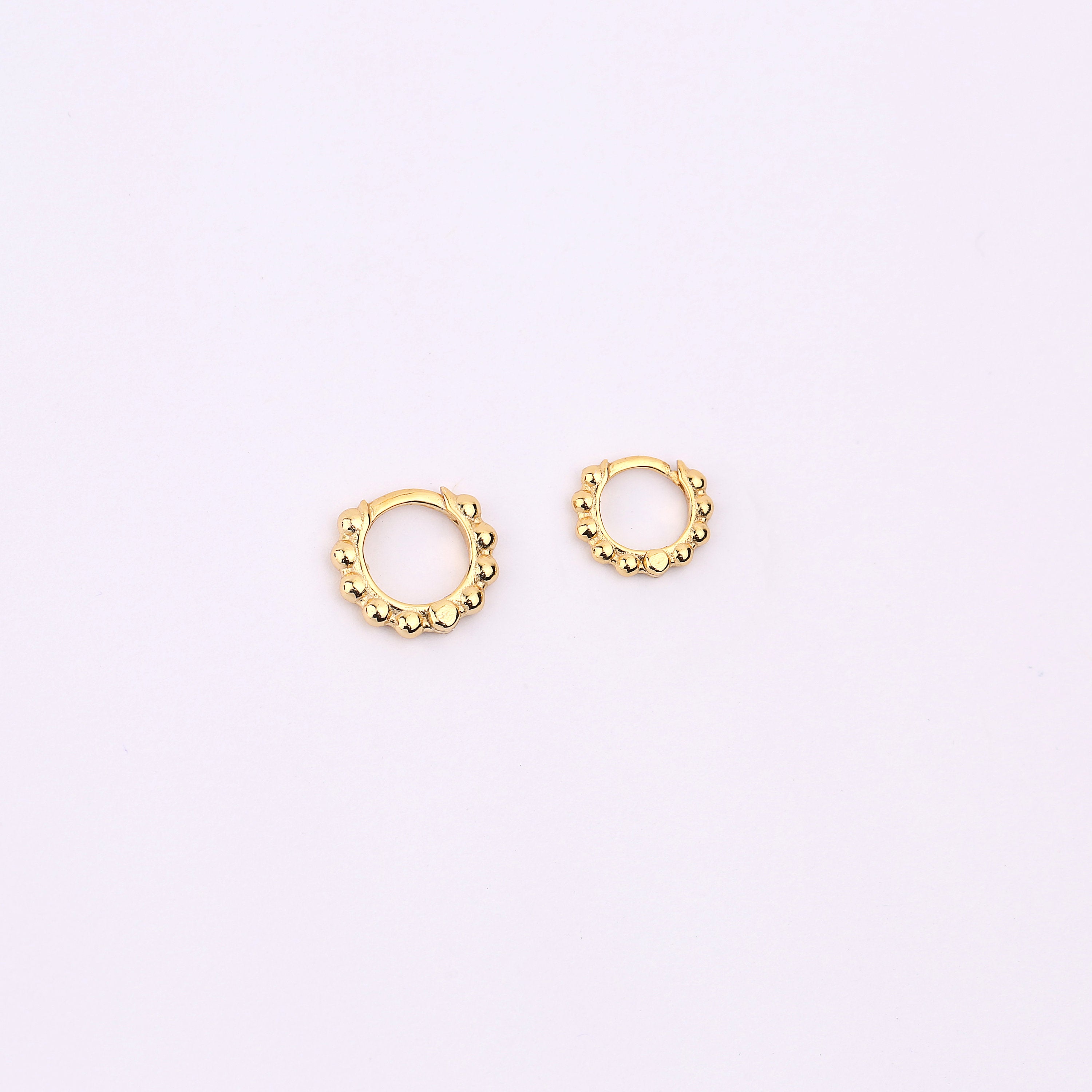 Dainty Gold Beaded Huggie Hoop Earrings