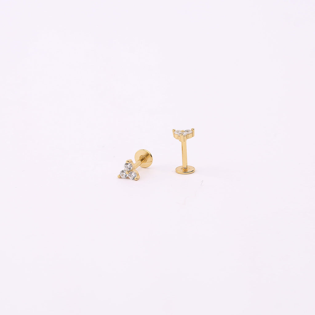 18G Tiny Flower CZ Threadless Flat Back Stud