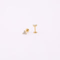 18G Dainty Flower Threadless Push Pin Labret Gold Flat Back