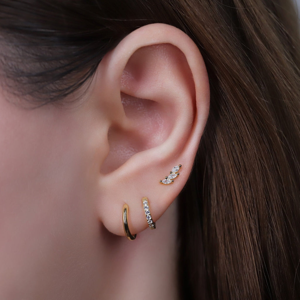 Tiny Hoop Earrings Set for Multiple Piercings