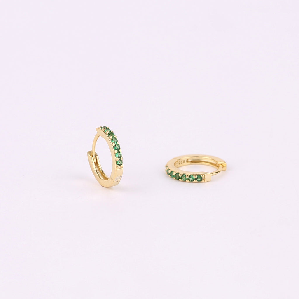 Emerald Green Huggie Hoop Earrings
