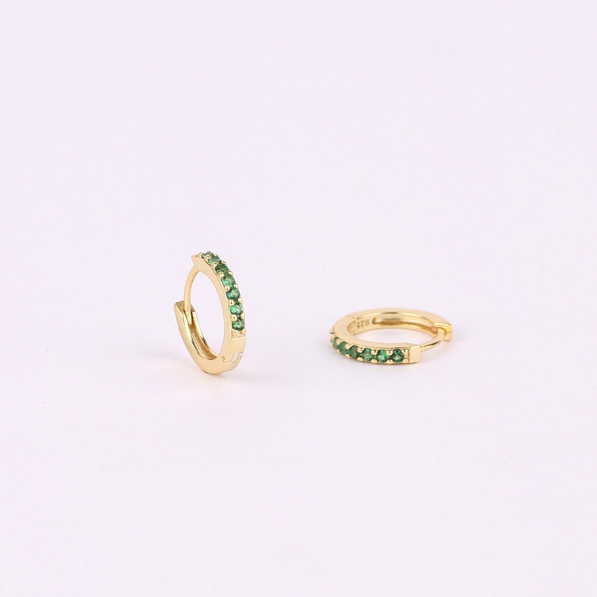 Emerald Green Huggie Hoop Earrings