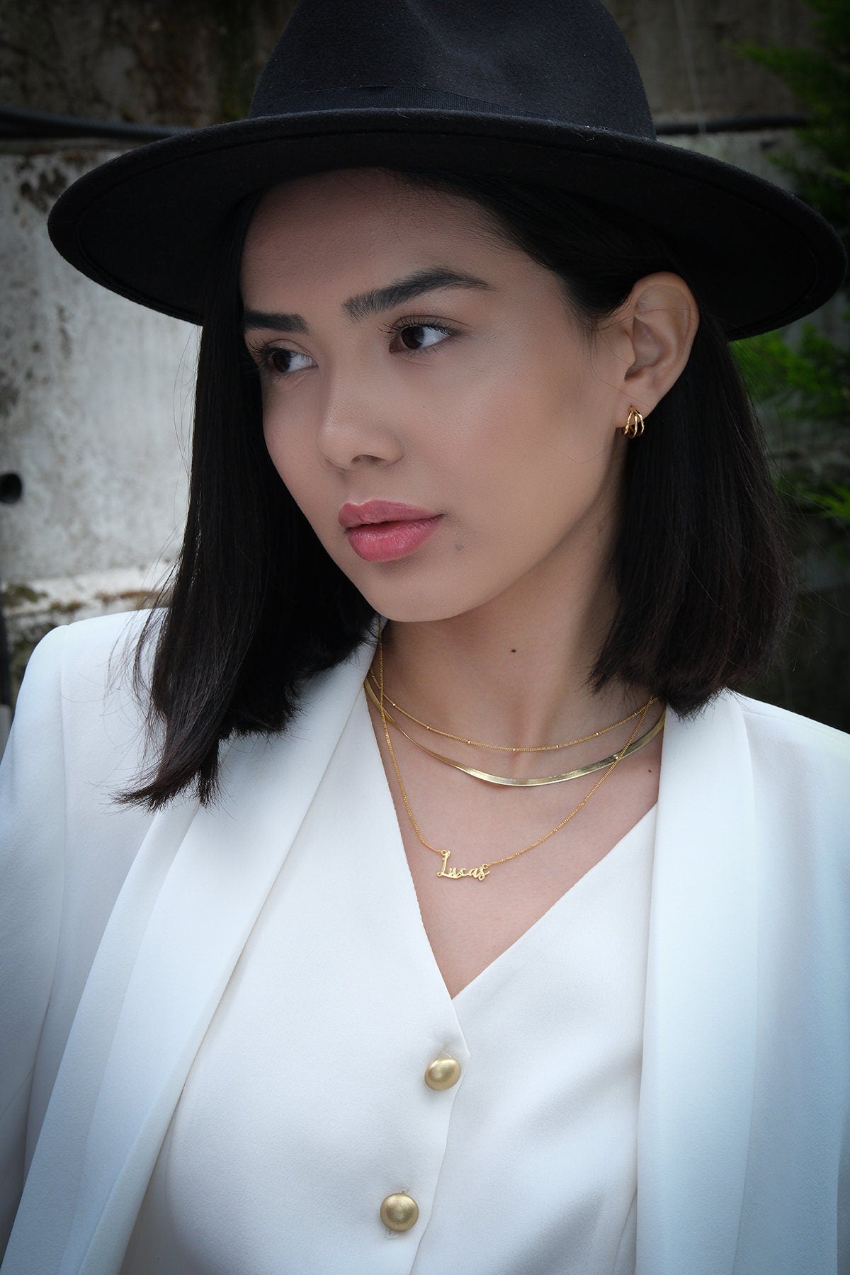 Triple Band Hoop Stud Earrings