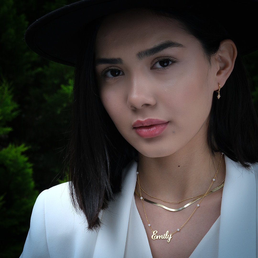 North Star Dangle Hoop Earrings