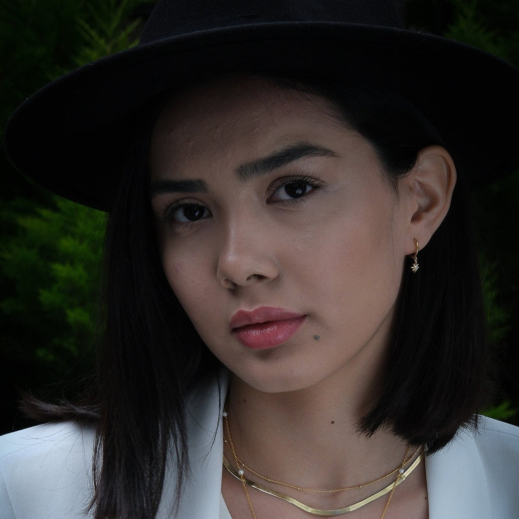 North Star Dangle Hoop Earrings
