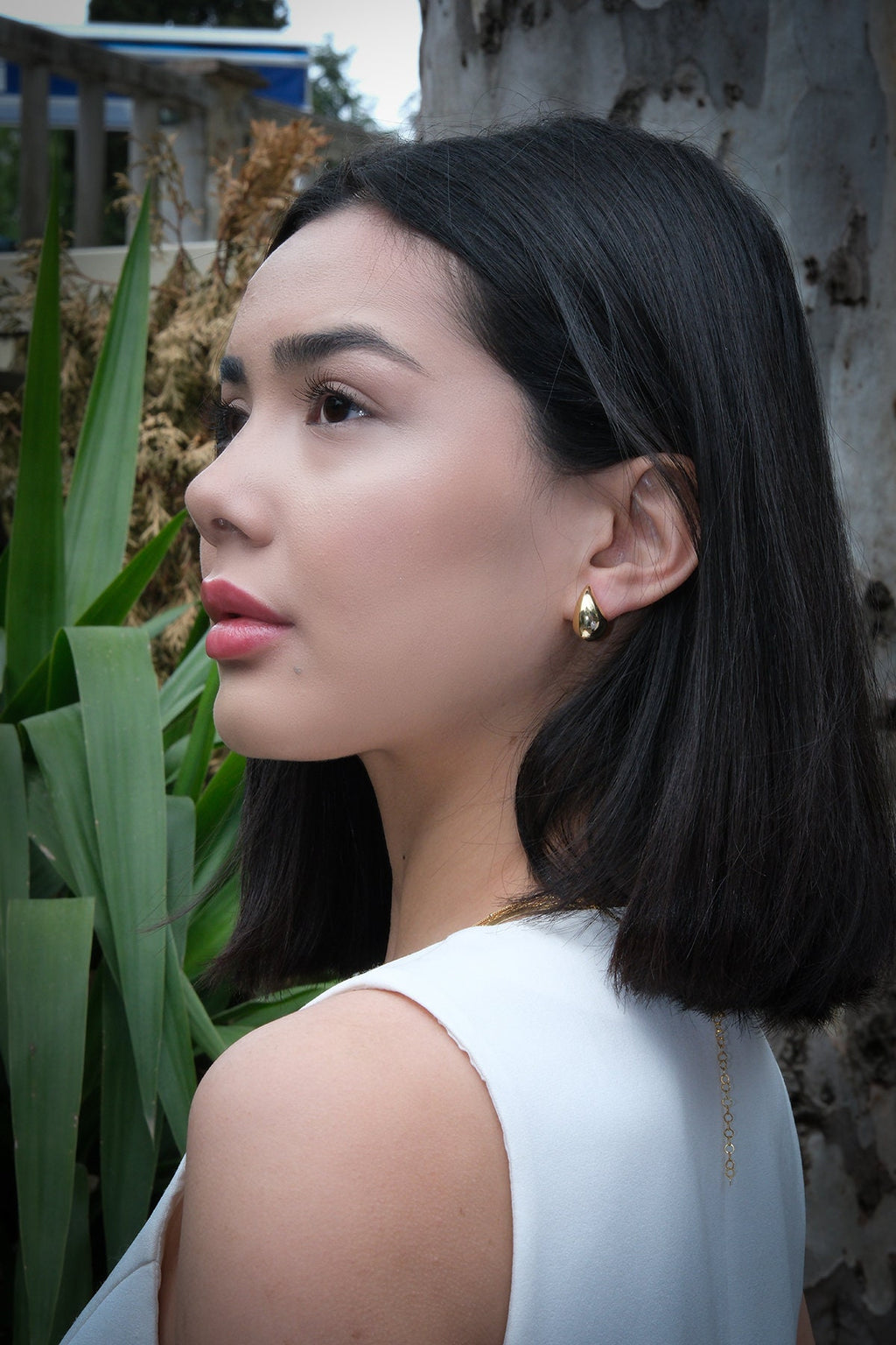 Gold Chunky Teardrop Stud Earrings