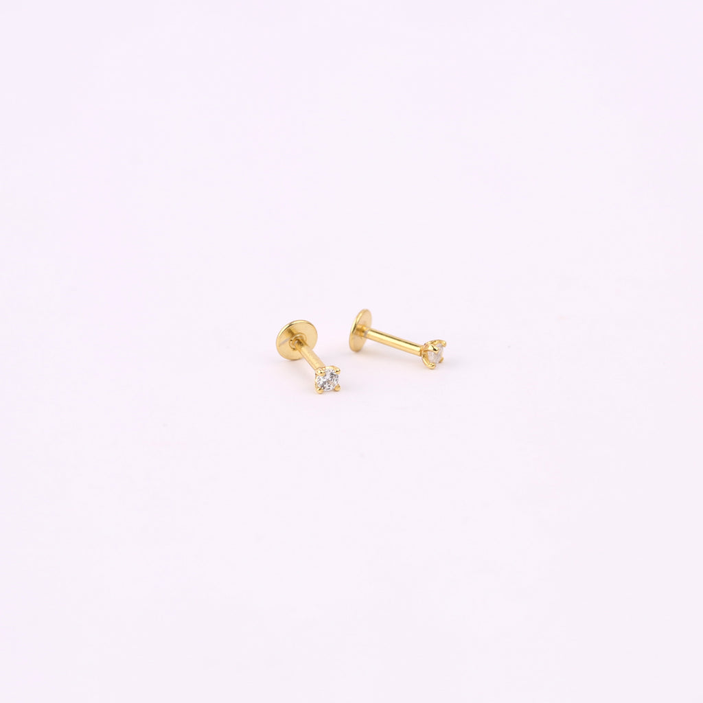 18G Tiny Diamond Threadless Push Pin Labret Stud