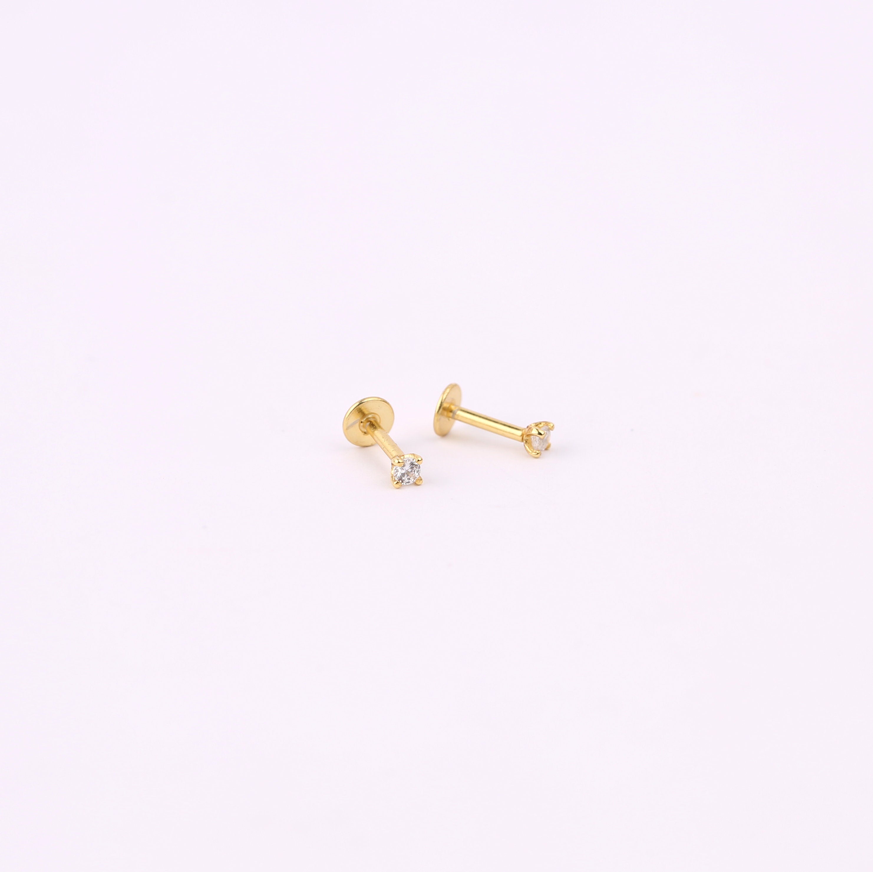 18G Small Diamond Threadless Push Pin Labret Stud