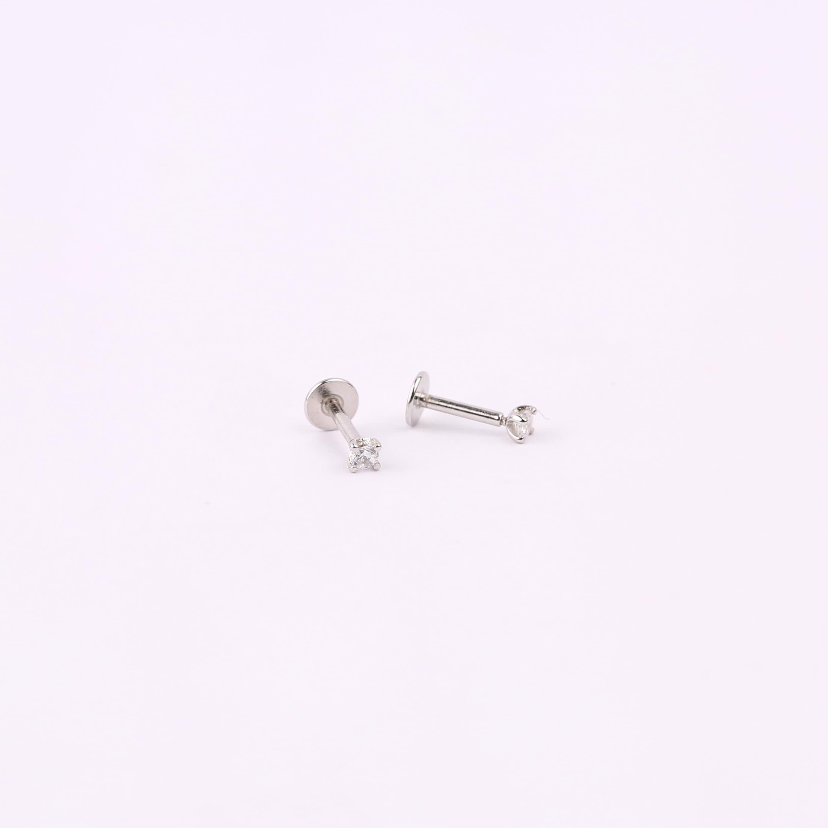 925 Sterling Silver Threadless Push Pin Labret Stud
