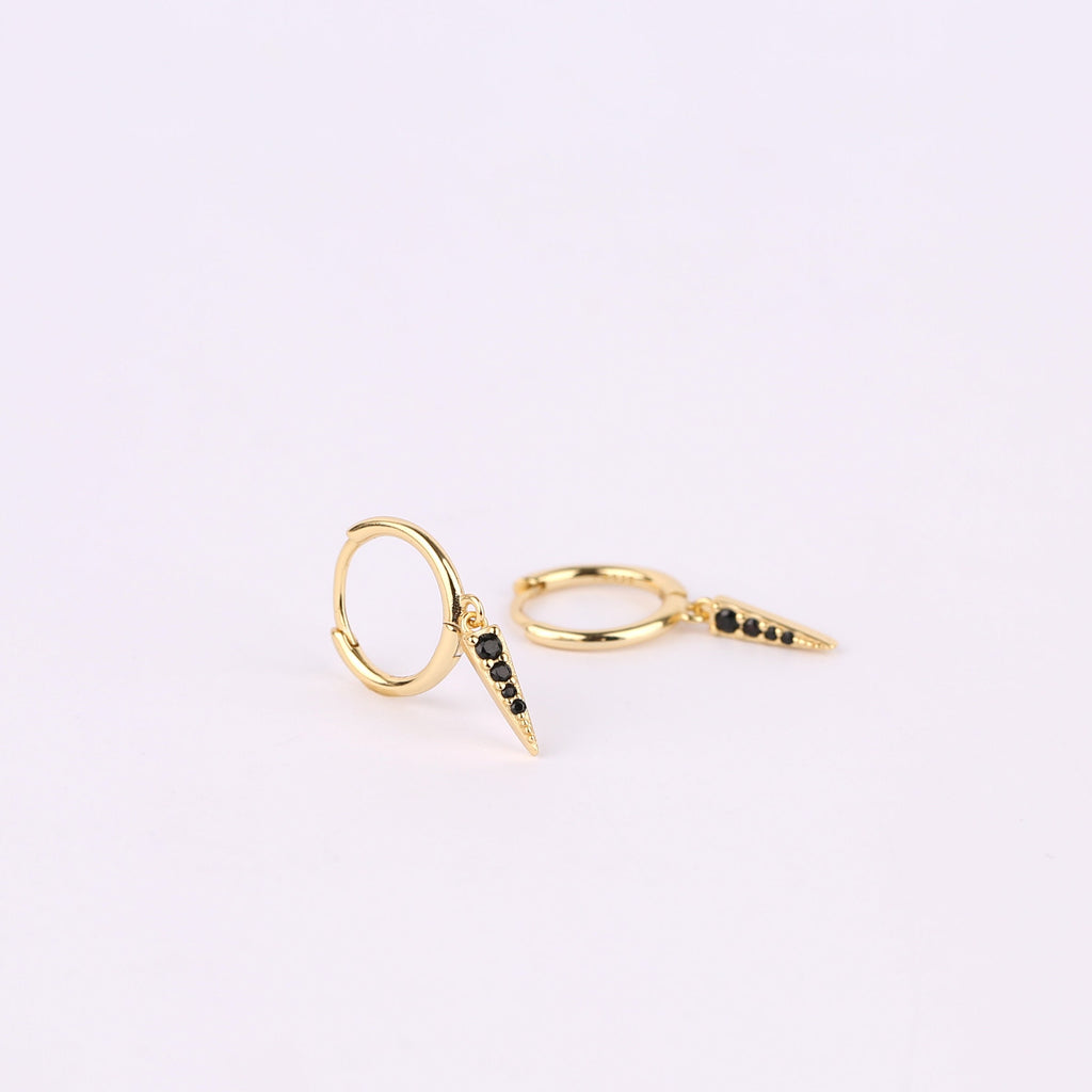 Turquoise Spike Shape Charm Huggie Drop Hoop Earrings