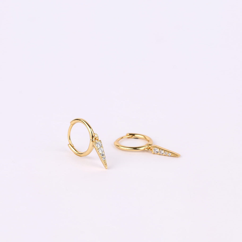Turquoise Spike Shape Charm Huggie Drop Hoop Earrings