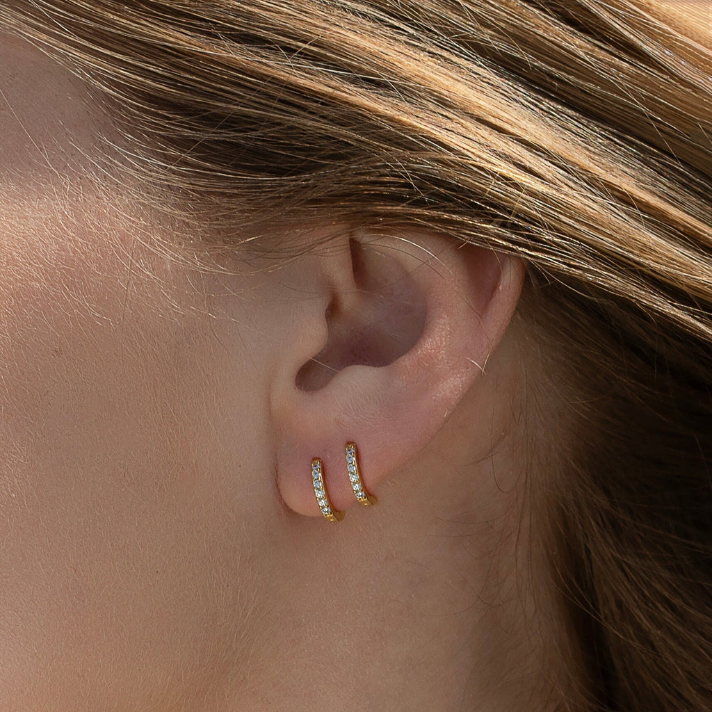 CZ Huggie Hoop Earrings