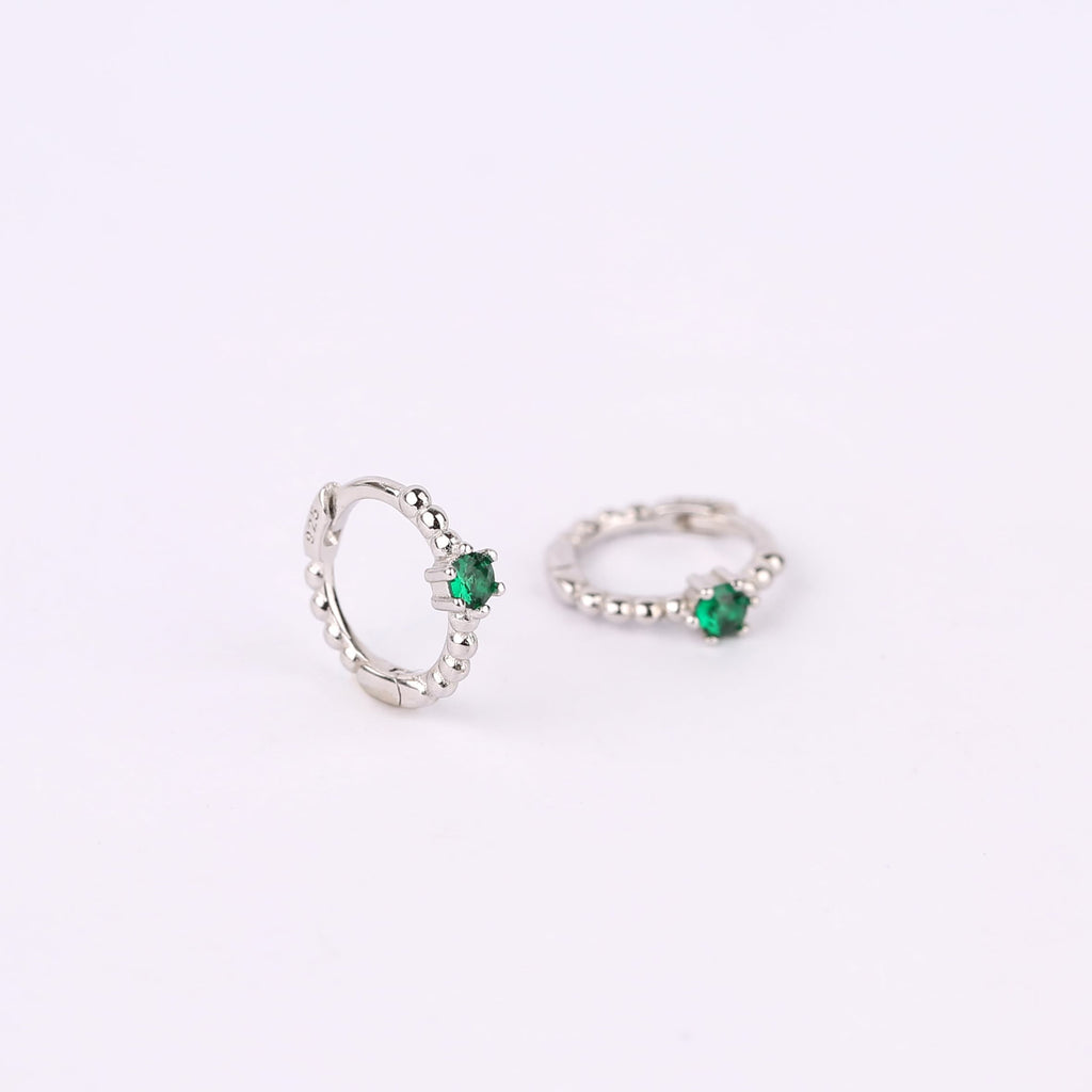 Emerald Huggie Hoop Earrings