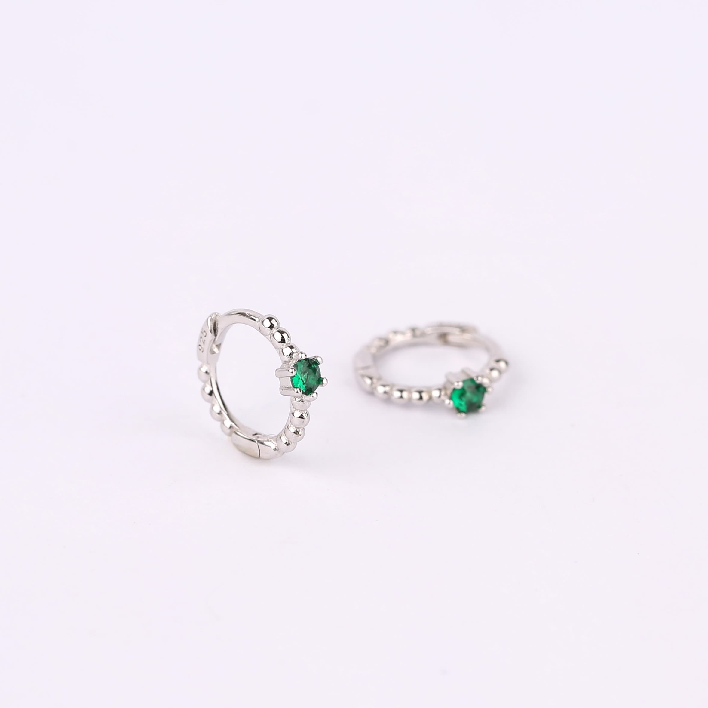 Emerald Huggie Hoop Earrings
