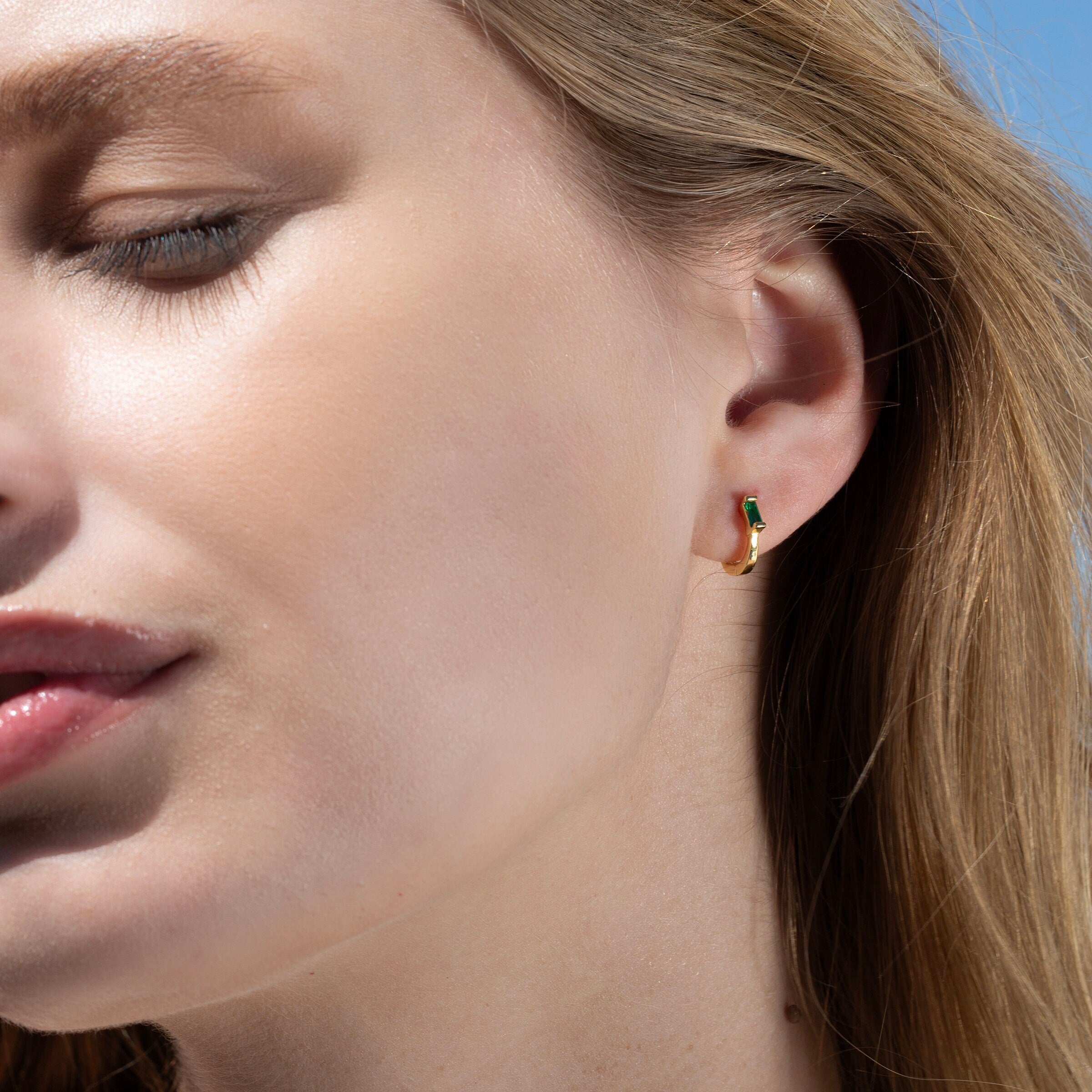Diamond CZ Huggie Hoop Earrings