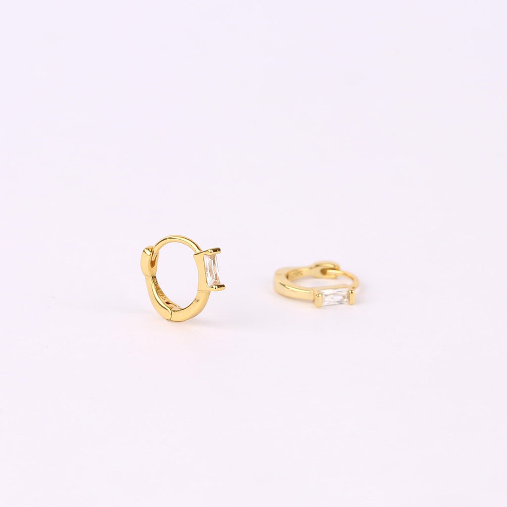 Diamond CZ Huggie Hoop Earrings