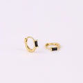 Black Stone Baguette Huggie Hoop Earrings