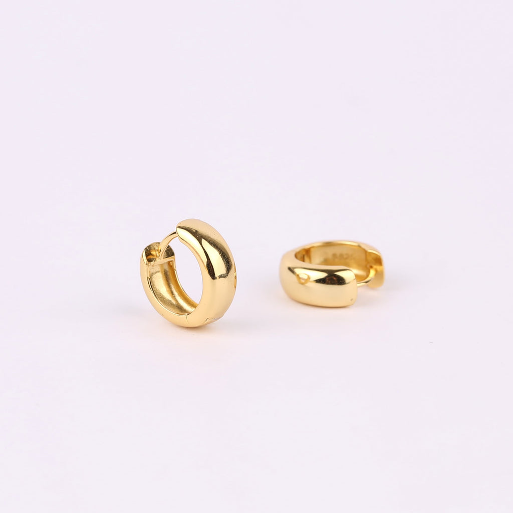 Gold Bold Huggie Hoop Earrings Set