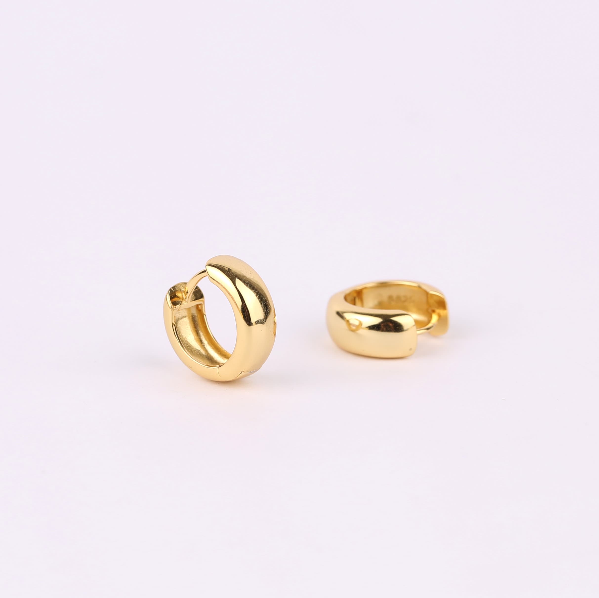 Gold Bold Huggie Hoop Earrings Set
