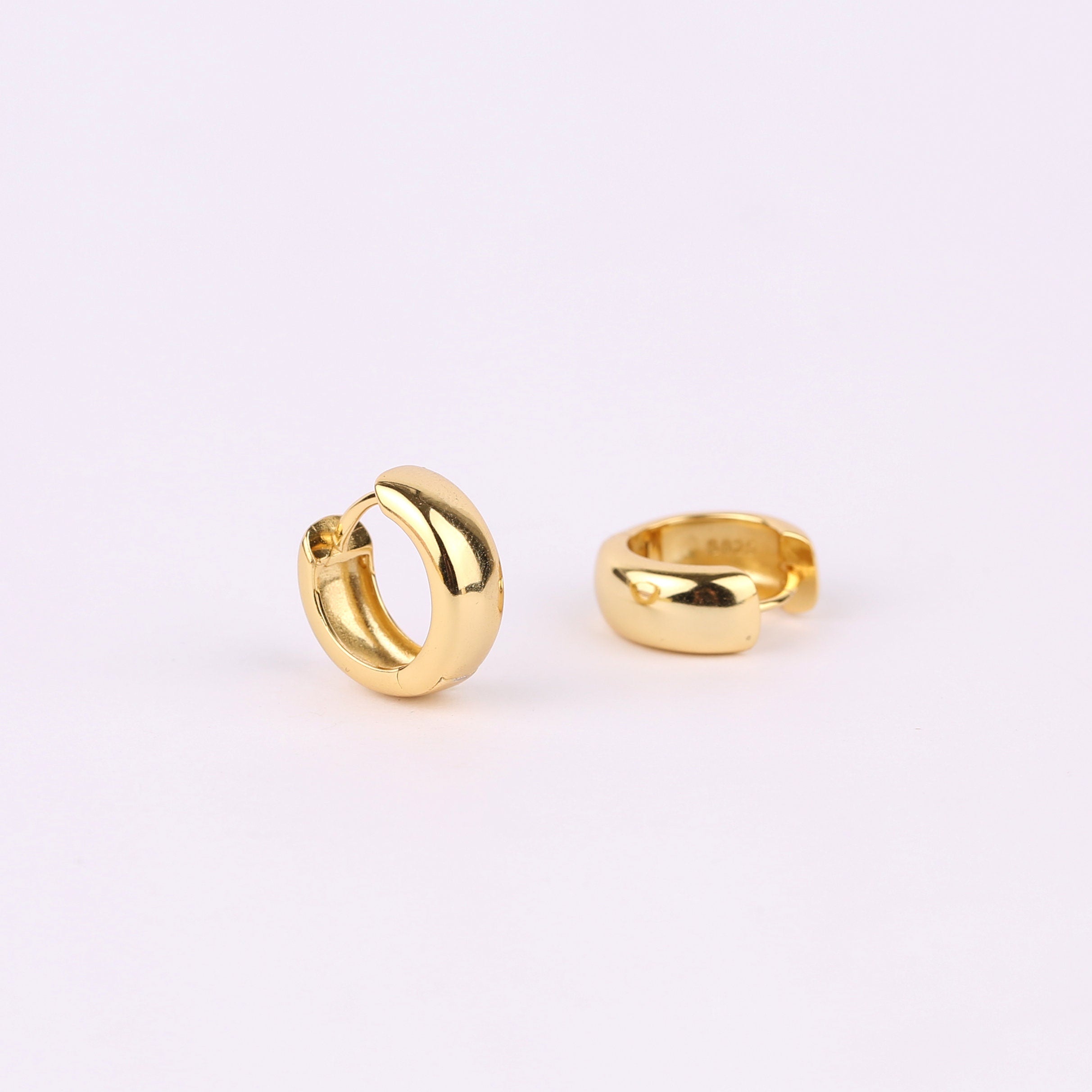Chunky Gold Huggie Hoop Earrings