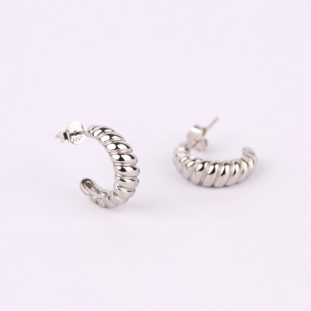Gold Croissant Hoop Stud Earrings