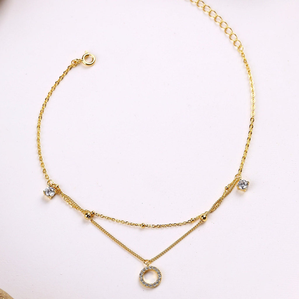 Dainty Sterling Silver Bead Anklet