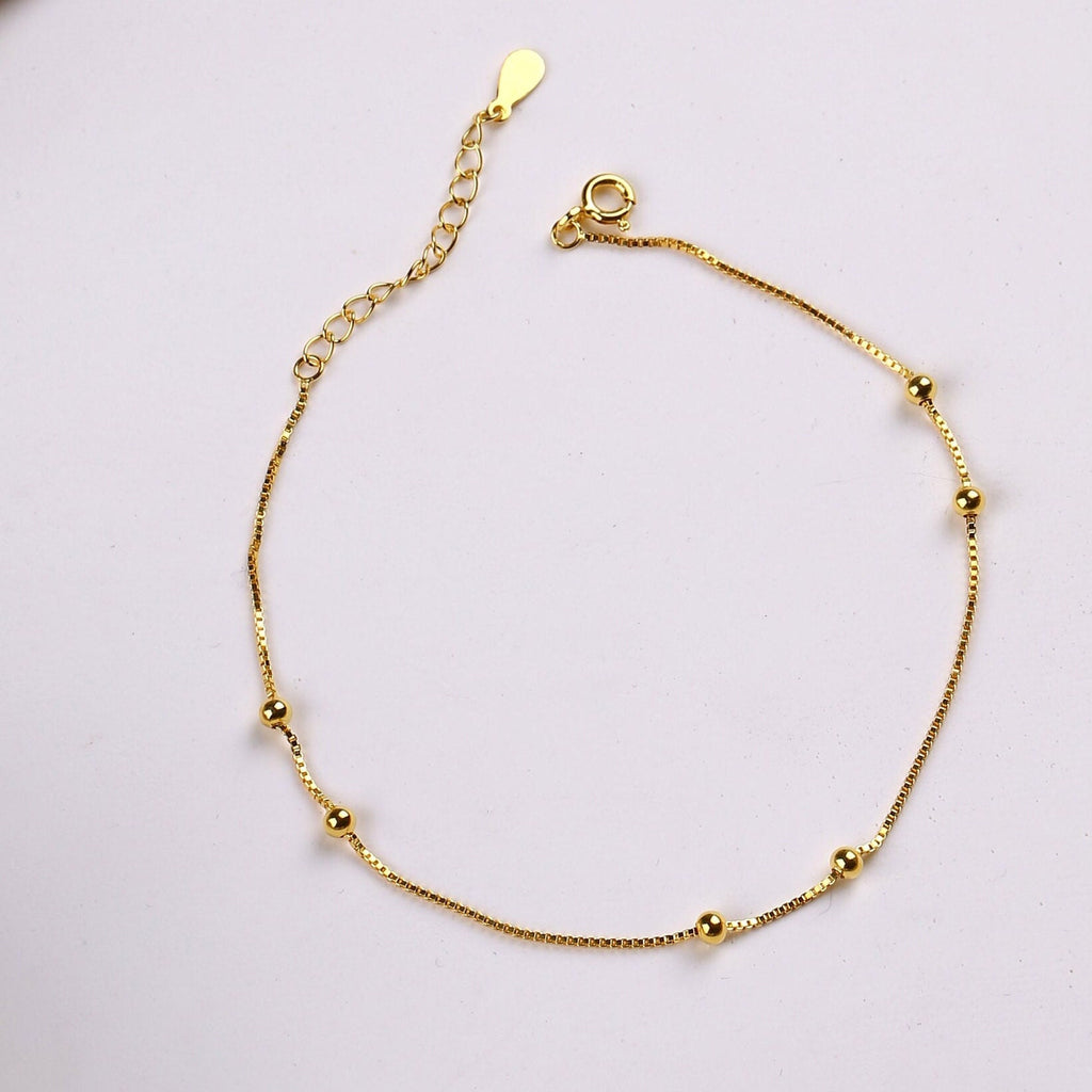 Dainty Sterling Silver Bead Anklet