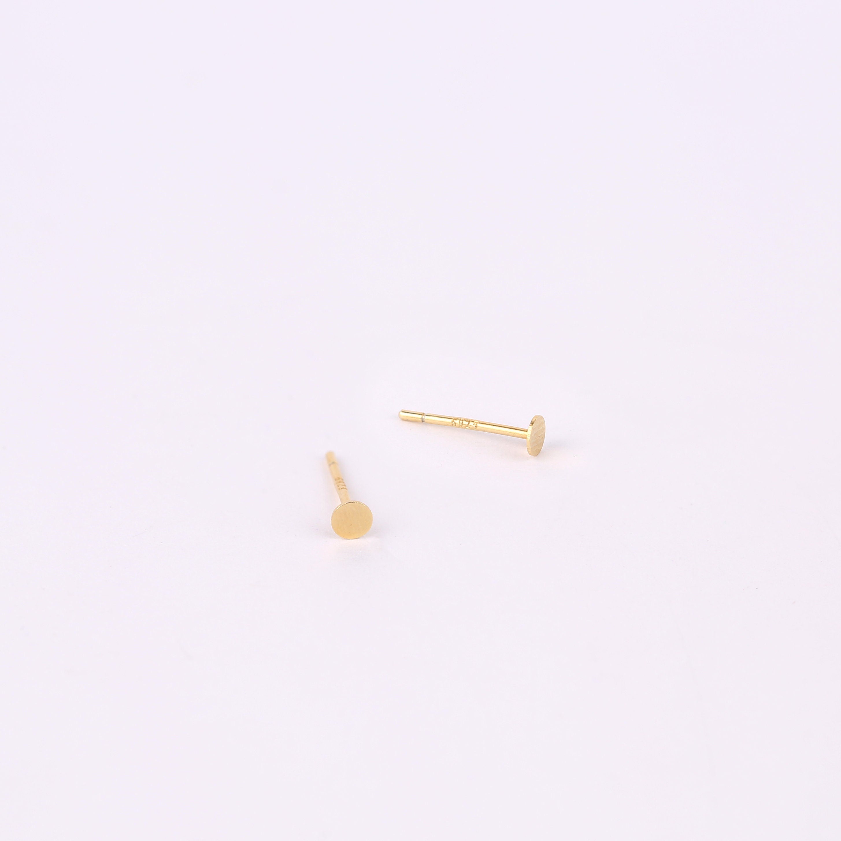Sterling Silver Flat Disc Stud Earrings