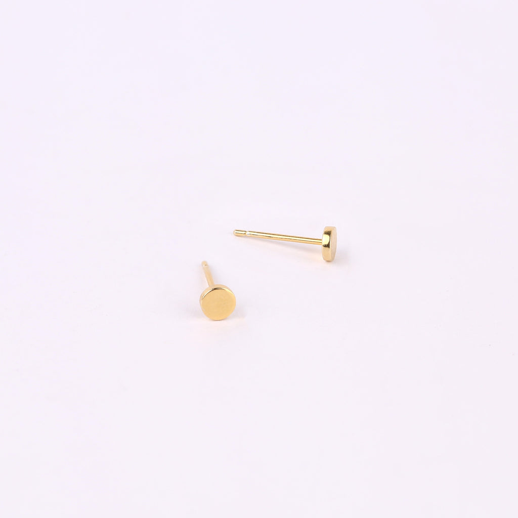 Sterling Silver Flat Disc Stud Earrings