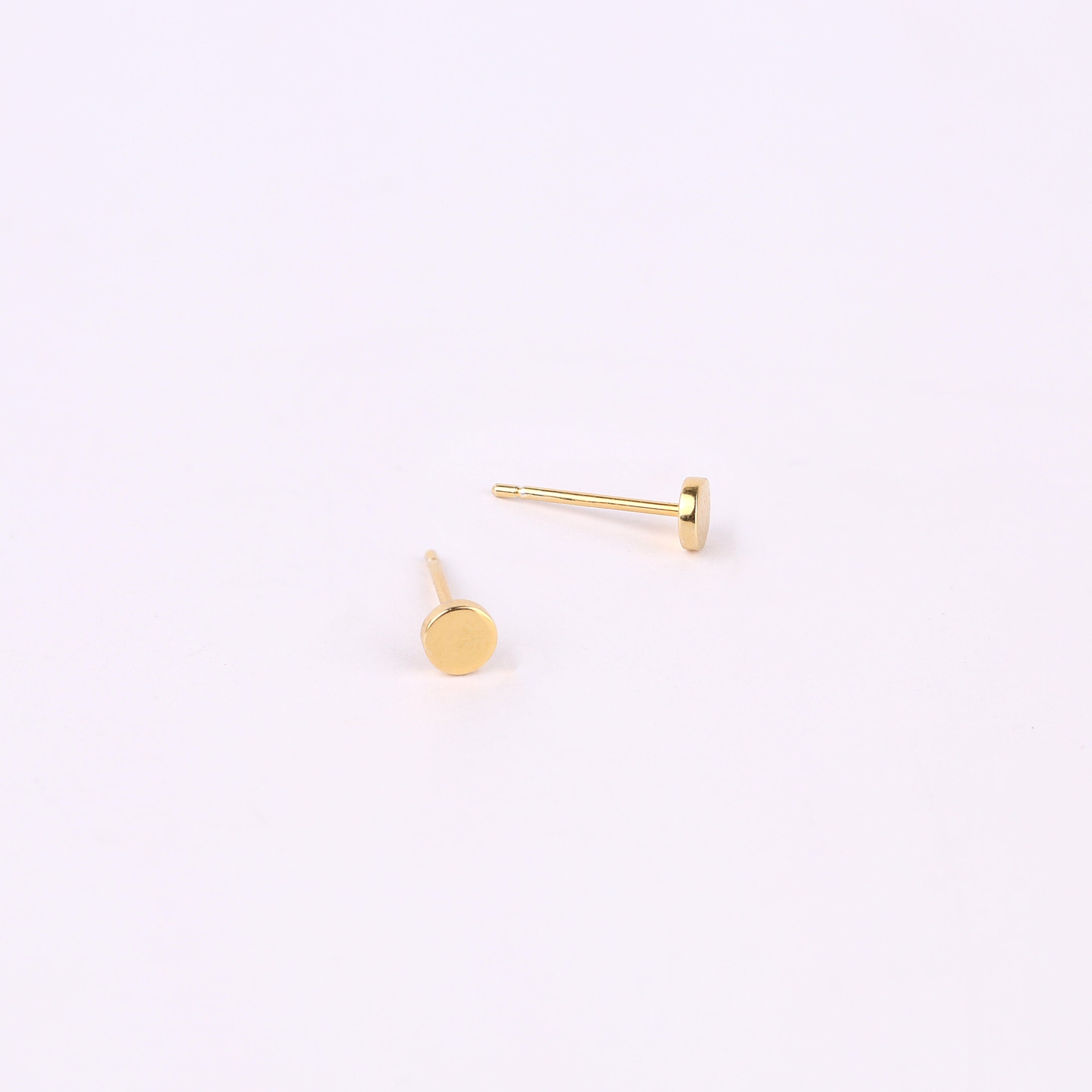 Sterling Silver Flat Disc Stud Earrings