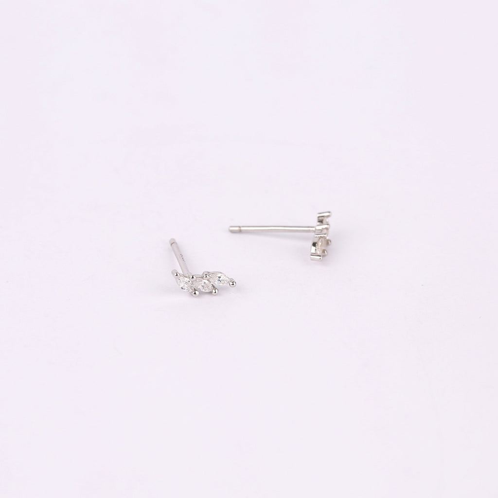 20G Diamond CZ Climber Stud Earrings with Ball Backing in