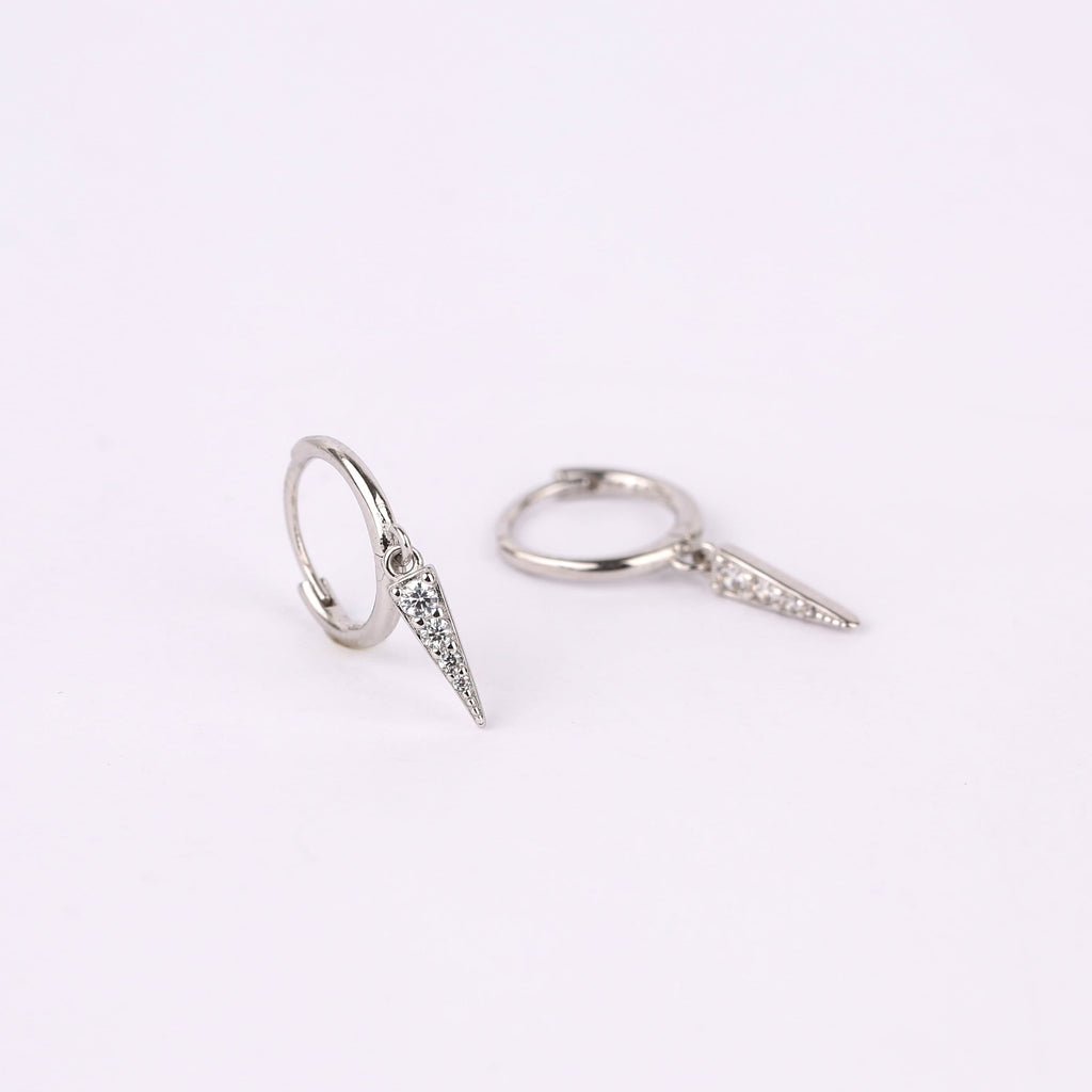 Sterling Silver Spike Dangle Hoop Earrings