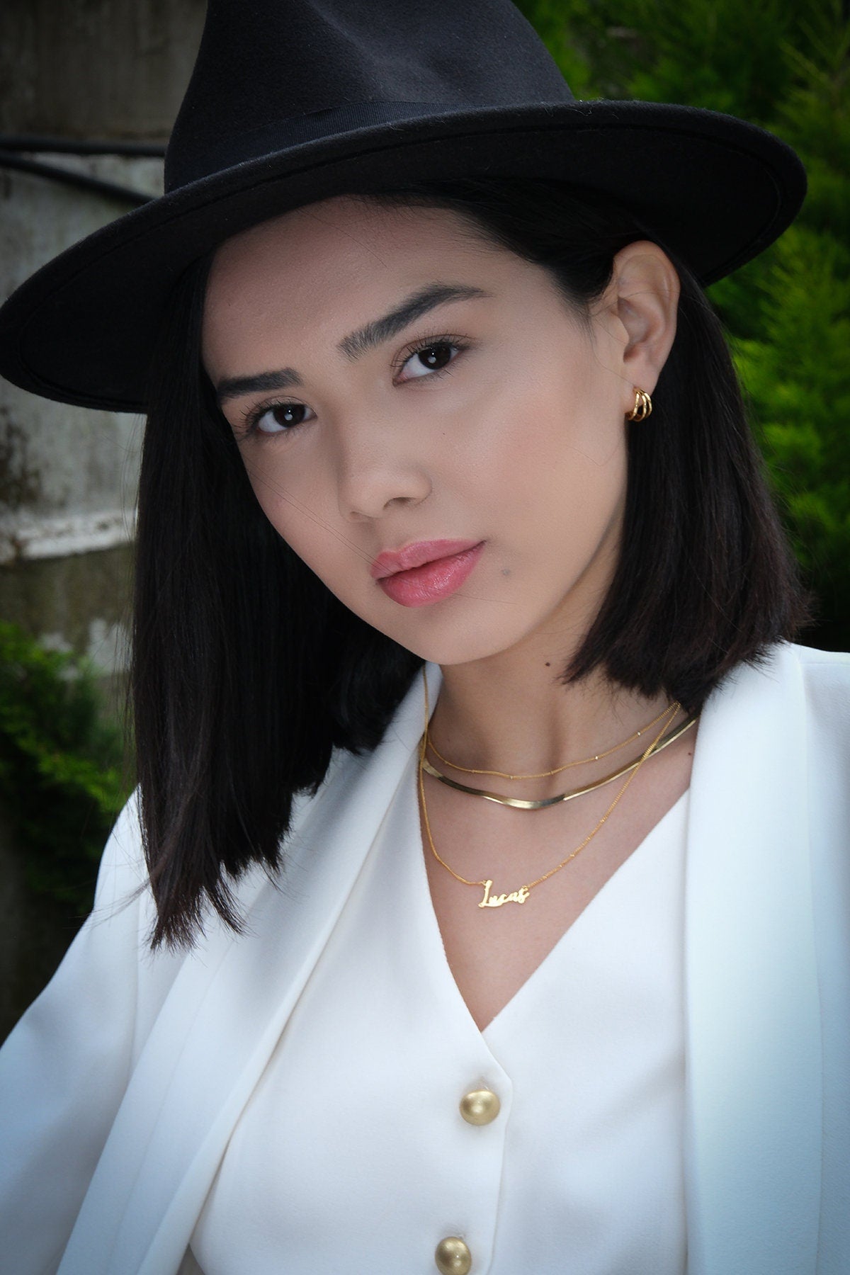 Triple Band Hoop Stud Earrings