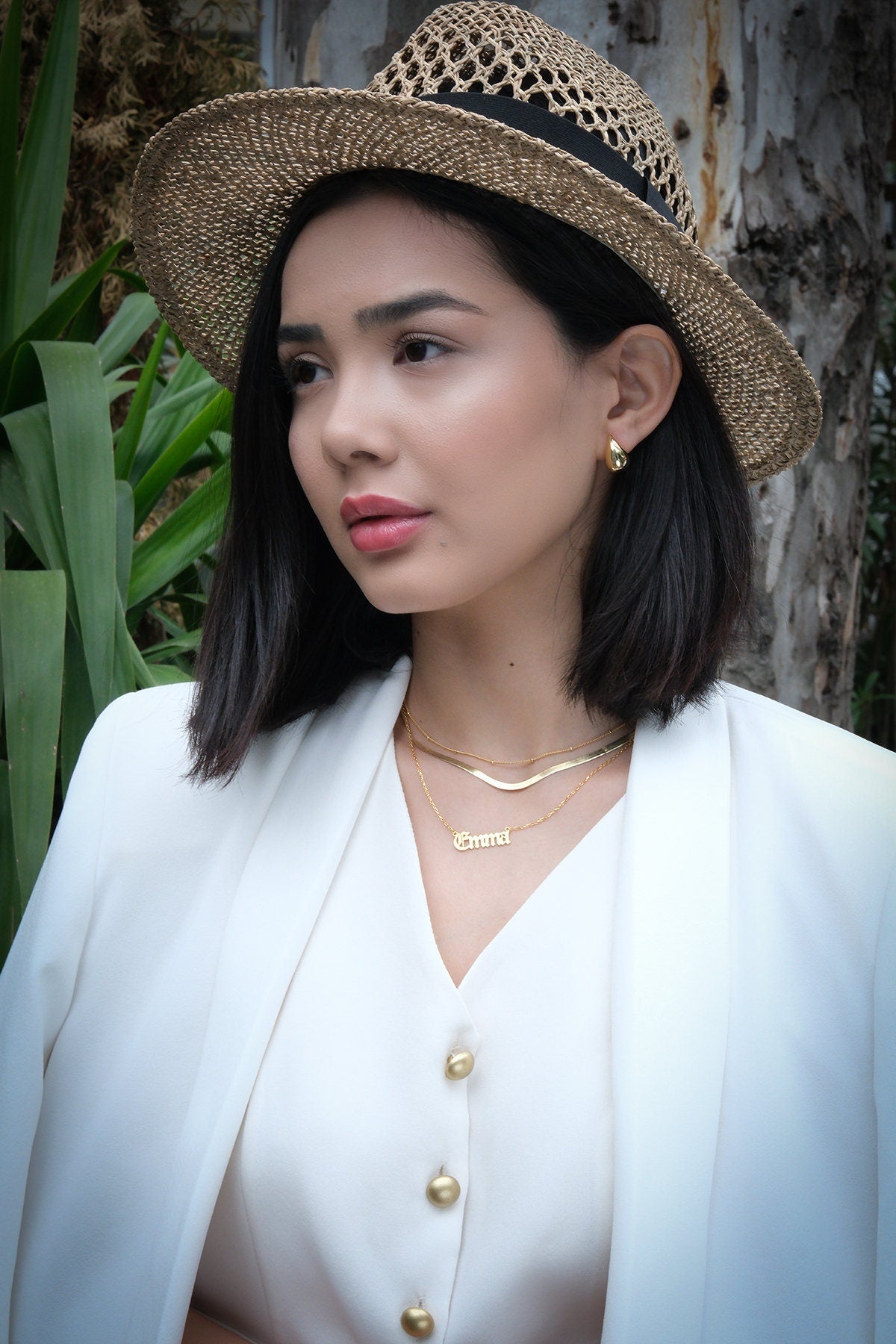 Gold Chunky Teardrop Stud Earrings
